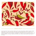 Food background with chili pepper vegetable Hand drawn colorful social media template